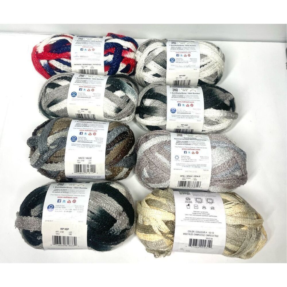 Red Heart Boutique Sashay Acrylic Metallic Ruffling Yarn 8 Rolls 3.5 oz New! - Picture 3 of 8